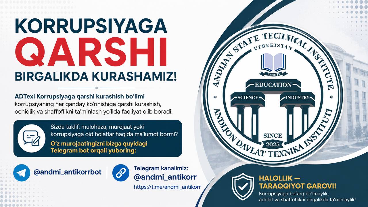 KORRUPSIYAGA QARSHI BIRGALIKDA KURASHAMIZ!